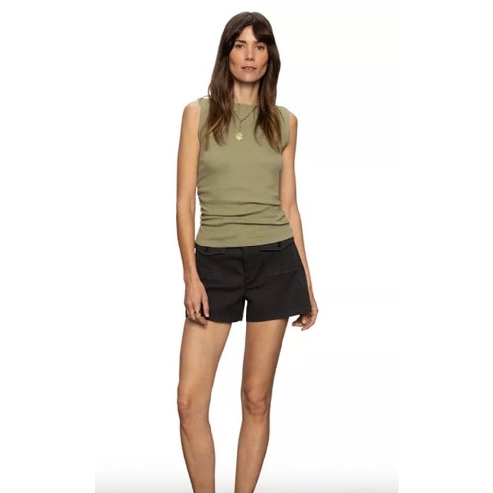 SANCTUARY Top Size XS NEW Sage Green Ribbed Ruched Tank Crew Neck - Picture 10 of 10